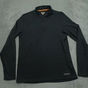 Omni Wool Sweater Mens Large Black 1/4‎ Zip Pullover Outdoor Casual